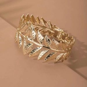 New leaf design gold cuff  bracelet